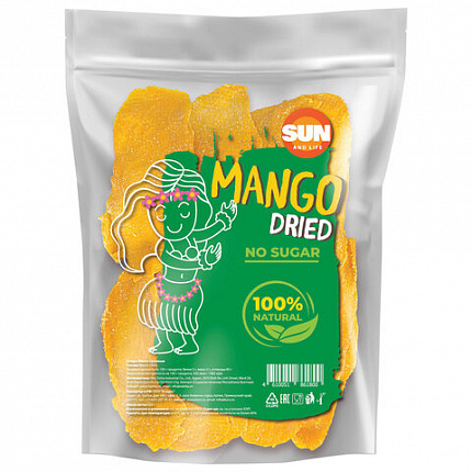 Манго сушеное без сахара SUN AND LIFE, 500 г, 4610051861800