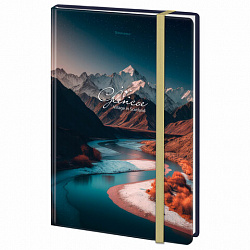 Блокнот с резинкой в клетку 96 л., БОЛЬШОЙ ФОРМАТ А4 204х299 мм, BRAUBERG, "Landscape", 115531