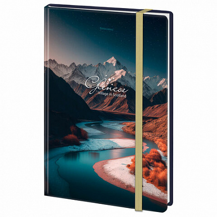 Блокнот с резинкой в клетку 96 л., БОЛЬШОЙ ФОРМАТ А4 204х290 мм, BRAUBERG, "Landscape", 115531