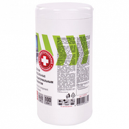 Салфетки АНТИБАКТЕРИАЛЬНЫЕ универсальные, STAFF "EVERYDAY", 100 шт., 513478