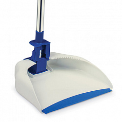 Совок для мусора КОМПЛЕКТ щетка + 2 рукоятки по 67 см металлические, резиновая кромка, сине-белый, LAIMA, 601473