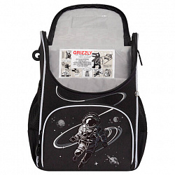 Ранец GRIZZLY анатомическая спинка, с мешком для обуви, для мальчиков, "SPACEMAN RACE", 33х25х13 см, RAm-585-4/1