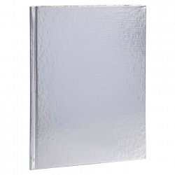 Блокнот А5 167х216 мм, 80 л., твёрдый, бумвинил "METALLIC", клетка, блок 5 цв., HATBER, серебро, 084777, 80ББ5В1