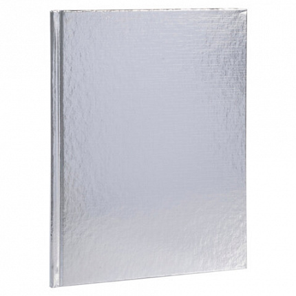 Блокнот А5 167х216 мм, 80 л., твёрдый, бумвинил "METALLIC", клетка, блок 5 цв., HATBER, серебро, 084777, 80ББ5В1