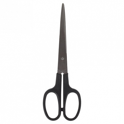 Ножницы BRAUBERG "Standard" 180 мм, черные, классической формы, 2-х сторонняя заточка, 237096