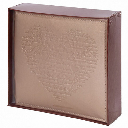 Фотоальбом BRAUBERG "I love you" на 200 фото 10х15 см, под кожу, бумажные страницы, переплет, бокс, 391175