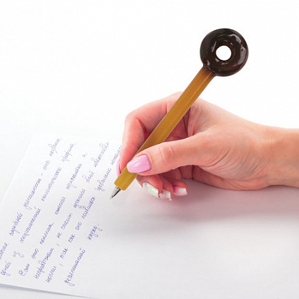 Ручка фигурная "ПОНЧИКИ", СИНЯЯ, 4 дизайна ассорти, линия письма 0,5 мм, дисплей, BRAUBERG, 142759