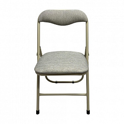 Стул складной для дома и офиса РС04, бежевый перламутровый каркас, рогожка бежевая