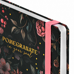 Ежедневник недатированный с резинкой А5 145х203 мм, BRAUBERG, твердый, фольга, 128 л., "Pomegranate", 116293