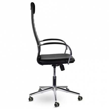 Кресло офисное BRABIX "Pilot EX-610 CH" premium, хром, кожзам, черное, 532418