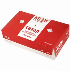 Сахар-рафинад WELDAY (ВЭЛДЭЙ), 1 кг (180 кусочков, размер 15х16х21 мм), 622405