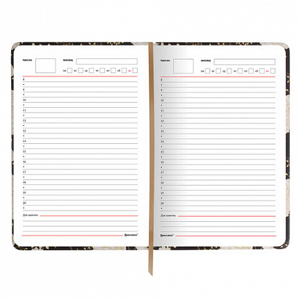 Ежедневник учителя специализированный А5 (215х145 мм) BRAUBERG, 144 л., кожзам, "Цветы на черном", 112707