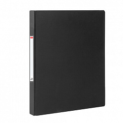 Папка на 2 кольцах, ПРОЧНАЯ, картон/ПВХ, BRAUBERG "Office", ЧЕРНАЯ, 35 мм, до 180 листов, 271844