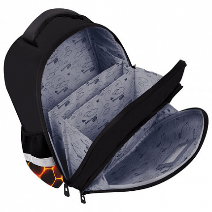 Ранец BRAUBERG KIDS STANDARD, 2 отделения, "Лава-мяч", объемный дизайн, 36х28х14 см, 273147