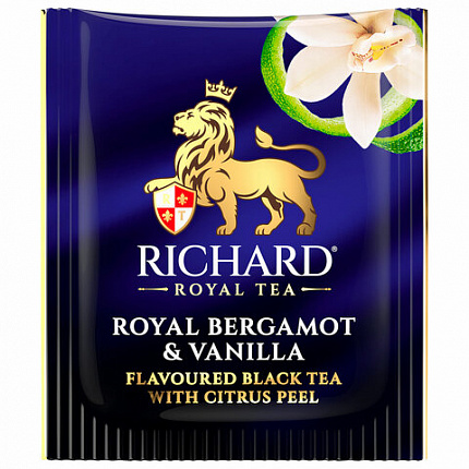 Чай RICHARD "Royal bergamot & vanilla" черный, 100 пакетиков в конвертах по 2 г, 102736