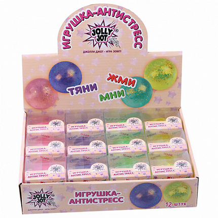 Игрушка-антистресс "ШАР С БЛЕСТКАМИ", 6 см, ассорти, 4 цвета, JOLLY JOT (ДЖОЛЛИ ДЖОТ), 665803