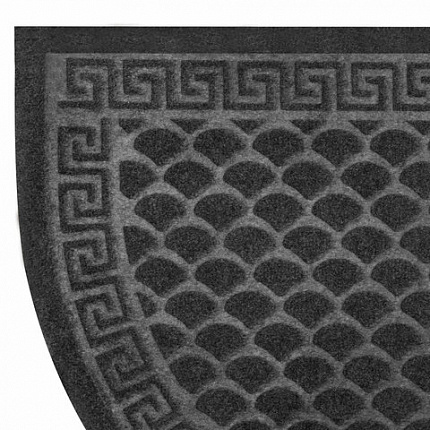 Коврик придверный 60х90 см, СЕРЫЙ, грязезащитный, 430 г/м2, ПОЛУКРУГ, фактурный рисунок ЧЕШУЙКИ, ЛЮБАША, 701052