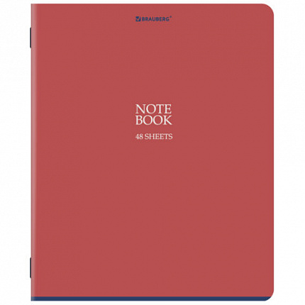 Тетрадь А5, 48 л., BRAUBERG, скоба, клетка, SoftTouch, "NoteBookMono", (микс в спайке), 405325