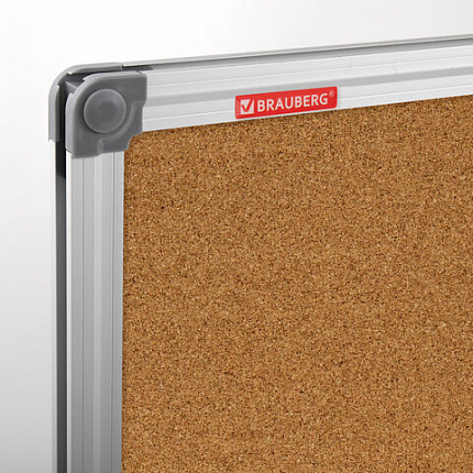 Доска пробковая для объявлений 90х120 см, алюминиевая рамка, BRAUBERG Extra, 238309