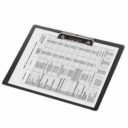 Доска-планшет ГОРИЗОНТАЛЬНАЯ (318х228 мм), А4, BRAUBERG "NUMBER ONE " с прижимом, картон/ПВХ, ЧЕРНАЯ, 232223