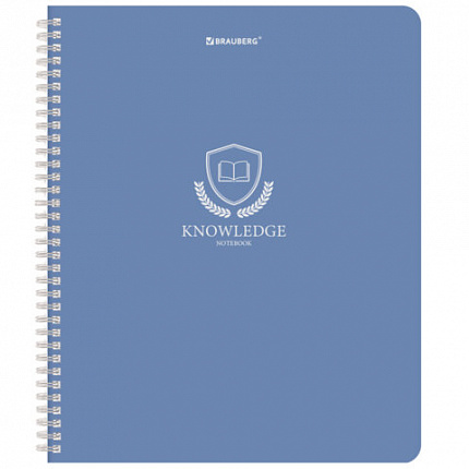 Тетрадь А5, 48 л., BRAUBERG, гребень, клетка, матовая ламинация, "Knowledge" (микс в спайке), 405324