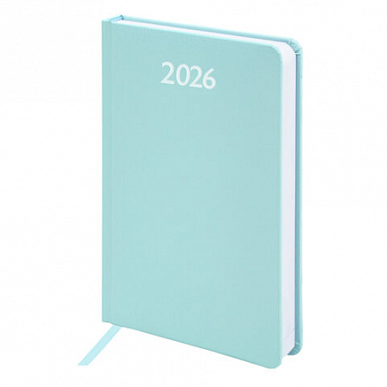 Ежедневник датированный 2026, А5, 138x213 мм, BRAUBERG "Profile", балакрон, мятный, 117074