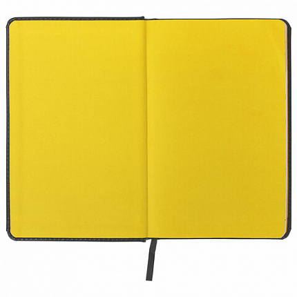 Ежедневник недатированный А5 138x213 мм BRAUBERG "Rainbow", под кожу, 136 л., черный/желтый, 113497