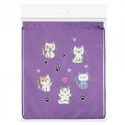 Мешок для обуви BRAUBERG KIDS, с петлей, 42х34 см, "Playing kittens", 272413