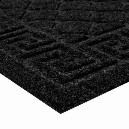 Коврик придверный 60х90 см, ЧЕРНЫЙ, грязезащитный, 430 г/м2, фактурный рисунок ЧЕШУЙКИ, ЛЮБАША, 701060