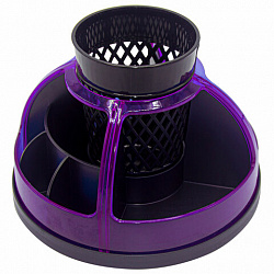 Подставка-органайзер STAFF "Attraction", 9 отделений, вращающаяся, черная/фиолетовая, 238320