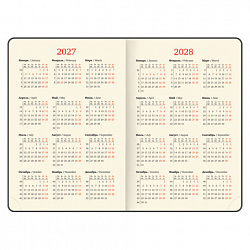 Ежедневник датированный 2027, А5, 138x213 мм, BRAUBERG "Optimal", под кожу, резинка, держатель для ручки, серый, 117933