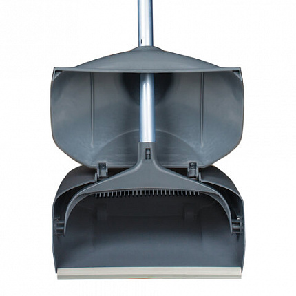 Совок для мусора КОМПЛЕКТ щетка + 2 рукоятки по 94 см, закрывающаяся крышка ЛОВУШКА, серый LAIMA PROFESSIONAL, 601508