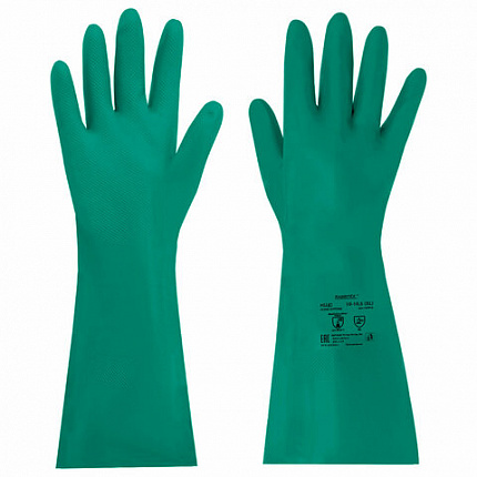 Перчатки нитриловые КЩС, ULTRA STRONG, химически устойчивые, х/б напыление, размер 10-10,5 XL (очень большой), RABBITEX (РАББИТЕКС), 700913