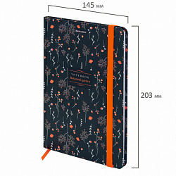 Блокнот с резинкой в клетку 96 л., А5 145х203 мм, твердая обложка, BRAUBERG, "Flowers", 116317