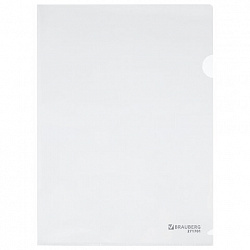 Папка-уголок жесткая А4, прозрачная, 0,15 мм, BRAUBERG EXTRA, 271701