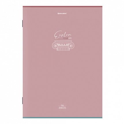 Тетрадь А4, 96 л., BRAUBERG, скоба, клетка, глянцевый лак, "Pastel", (микс в спайке), 405323