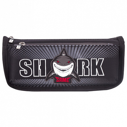 Пенал мягкий BRAUBERG, 2 отделения, полиэстер, "Shark", черный, 21х6х9 см, 270271
