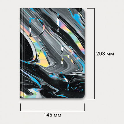 Ежедневник недатированный с резинкой А5 145х203 мм, BRAUBERG, твердый, 128 л., "Waves", 116283