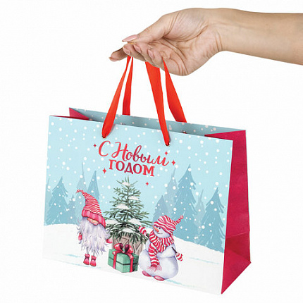 Пакет подарочный (1 штука) новогодний 27х11х20 см, "Artpaper Wide #1", ассорти, ЗОЛОТАЯ СКАЗКА, 592117