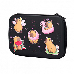 Пенал BRAUBERG KIDS большой удобный с откидной планкой, EVA, 22х15х4 см, "Chilling capybaras", 274607