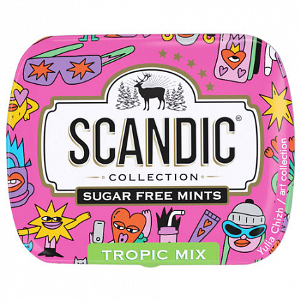 Драже освежающие SCANDIC без сахара со вкусом "Тропический микс", 14 г