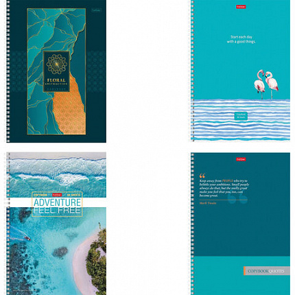 Тетрадь А4, 80 л., HATBER, гребень, линия, обложка картон, "Ассорти" (микс в спайке), 066144, 80Т4В2гр