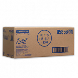 Полотенца бумажные 110 шт., KIMBERLY-CLARK Scott, КОМПЛЕКТ 16 шт., Slimfold, белые, 29,5х19 см, М-fold, 5856