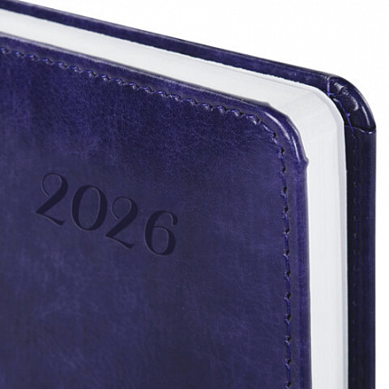 Ежедневник датированный 2026 А5 138x213 мм, BRAUBERG "Legend", под кожу, застежка, фиолетовый, 117069