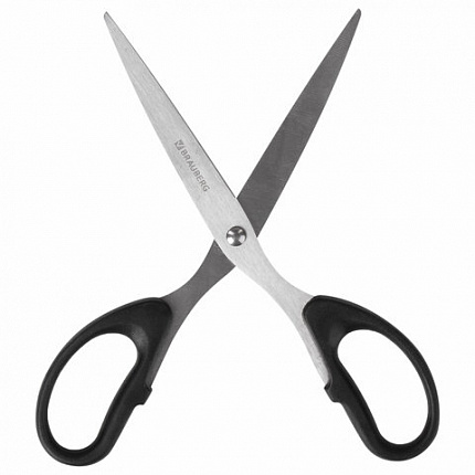 Ножницы BRAUBERG "Classic", 185 мм, чёрные, классической формы, 2-х сторонняя заточка, 230934