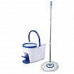 Швабра с отжимом и ведром 11л/5л, центрифуга, отжим педалью, круглая насадка липучка, бело-синий, LAIMA, 601459