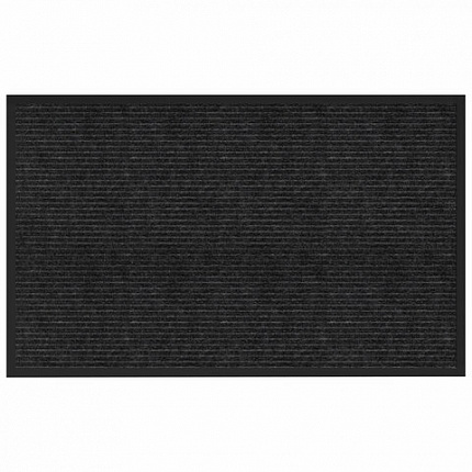 Коврик придверный 50х80 см, ЧЕРНЫЙ, влаго-грязезащитный, 450 г/м2, ребристый, PRIMILA (ПРИМИЛА) EXTRA, 701028