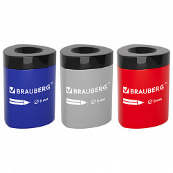 Точилка BRAUBERG STAR-010, с контейнером, цвет ассорти, код 1С, 274074