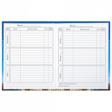 Дневник 1-4 класс 48 л., твердый, BRAUBERG, глянцевая ламинация, с подсказом, "Российский", 106832