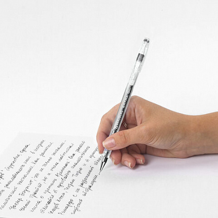 Ручка гелевая BRAUBERG "EXTRA", ЧЕРНАЯ, корпус прозрачный, узел 0,5 мм, линия 0,35 мм, 143900